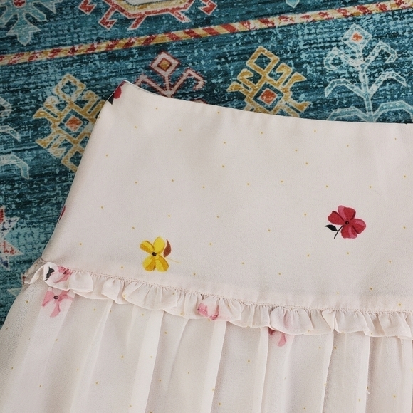 LOFT Pink Floral Ruffle Skirt 4 - Picture 3 of 6